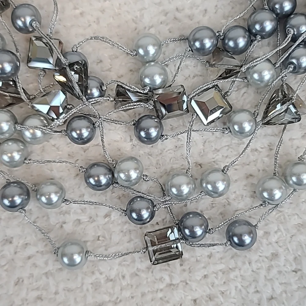 Gardenia Ltd Mixed Multi Strand Glass Pearl & Crystal Statement Necklace - NWT
